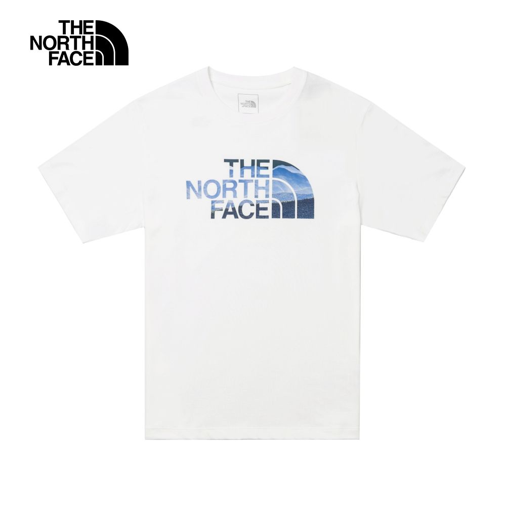 The North Face 北面 男款白色純棉品牌風景LOGO寬鬆短袖T恤88GMFN4