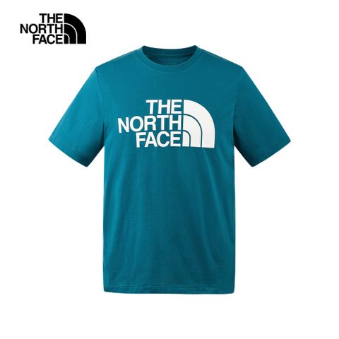 The North Face 北面 男款藍色吸濕排汗舒適透氣大尺寸LOGO休閒短袖T恤88GYO0X