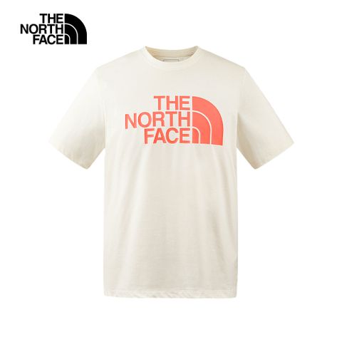 The North Face北面男款米色吸濕排汗舒適透氣大尺寸LOGO休閒短袖T恤｜88GYQLI