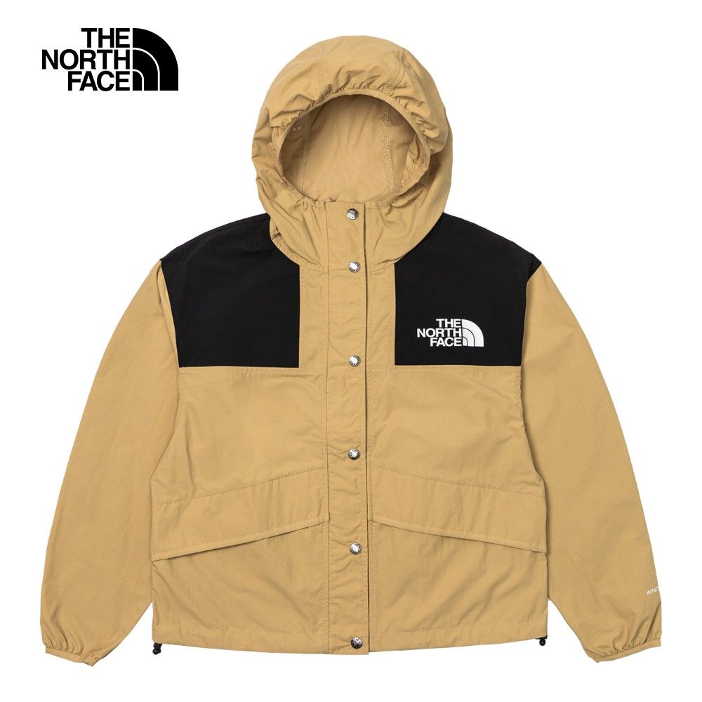 The North Face 北面 女款卡其色防潑水連帽防風外套5JXOLK5