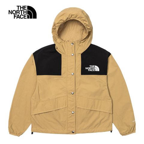 The North Face 北面 女款卡其色防潑水連帽防風外套5JXOLK5