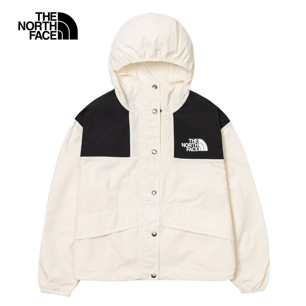The North Face 北面 女款米白色防潑水連帽防風外套5JXOQLI