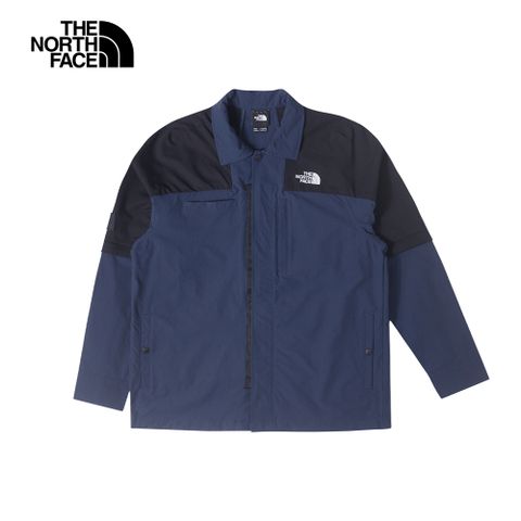 The North Face北面UE男款藍色吸濕排汗防潑水可拆卸衣袖休閒長袖襯衫｜88598K2