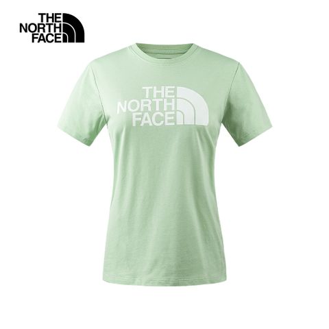 The North Face北面女款綠色吸濕排汗胸前經典品牌LOGO印花休閒短袖T恤｜89QUI0G