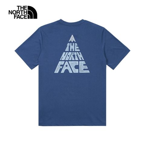 The North Face北面男款藍色吸濕排汗大尺寸品牌印花舒適短袖T恤｜88GUHDC