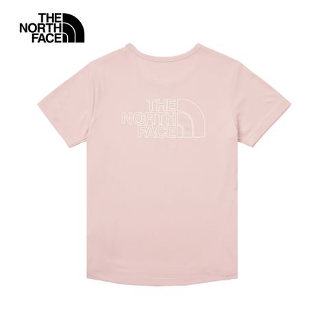 The North Face北面女款粉色吸濕排汗防曬品牌LOGO短袖T恤｜87VNLK6