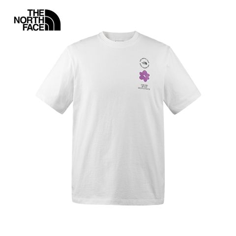 The North Face北面男女款白色可愛小花朵印花短袖T恤｜8CSSFN4