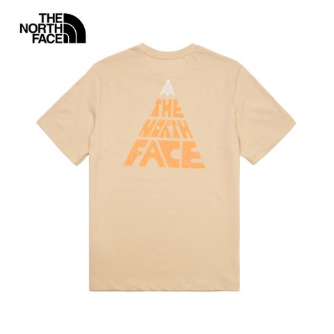 The North Face北面男款卡其色吸濕排汗大尺寸品牌印花休閒短袖T恤｜88GU3X4