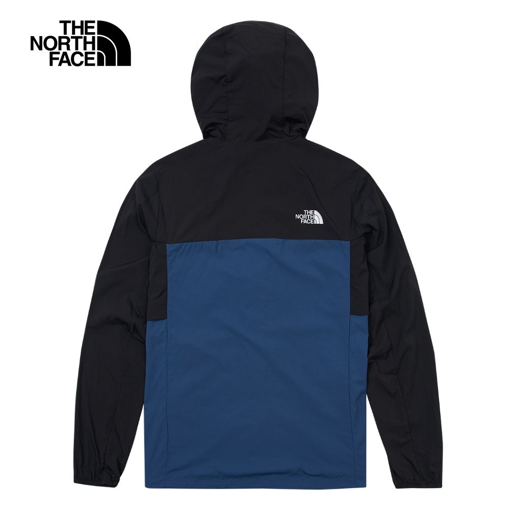 The North Face 北面 男款黑藍拼接舒適透氣涼感防曬休閒連帽外套87VYMPF