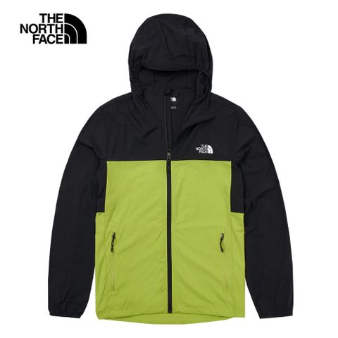 The North Face 北面 男款黑綠拼接舒適透氣涼感防曬休閒連帽外套87VYRO3