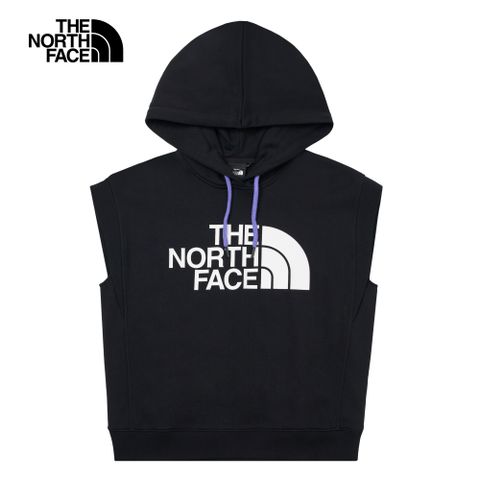 The North Face北面UE女款黑色舒適大尺寸品牌LOGO連帽無袖T恤｜885XJK3