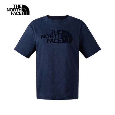 The North Face北面女款藍色純棉舒適大尺寸LOGO印花短袖T恤｜88GE8K2