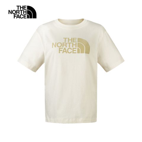 The North Face北面女款米白色純棉舒適大尺寸LOGO印花短袖T恤｜88GEQLI