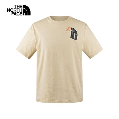 The North Face北面男女款卡其色純棉概念設計LOGO短袖T恤｜8CSP3X4