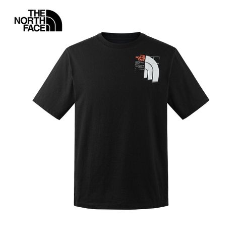 The North Face北面男女款黑色純棉概念設計LOGO短袖T恤｜8CSPJK3