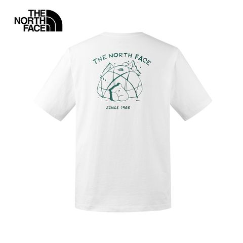 The North Face北面男女款白色純棉小熊帳篷印花短袖T恤｜8CSTFN4