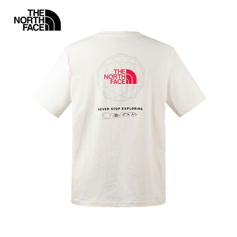 The North Face北面男女款米白色純棉品牌LOGO帳篷印花短袖T恤｜8CSUQLI