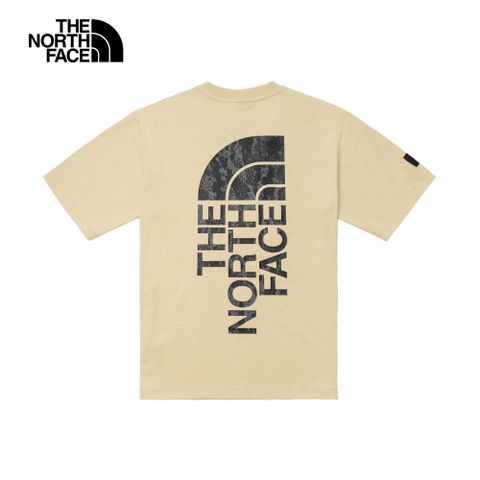 The North Face北面UE男款米色舒適透氣大尺寸品牌印花短袖T恤｜88643X4