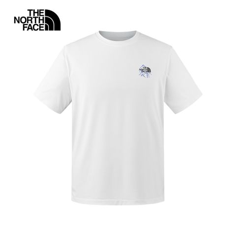 The North Face 北面 男款白色吸濕排汗防曬LOGO印花短袖T恤8CT2FN4