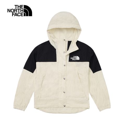 The North Face 北面 女款米白色防風防潑水下擺抽繩連帽外套81RXROU