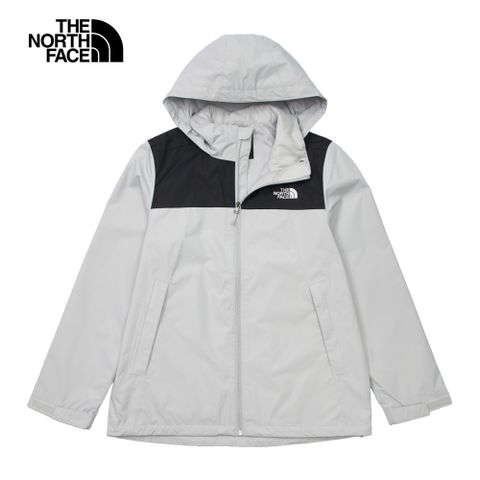 The North Face 北面 男款灰黑拼接防水透氣保暖可調節收納連帽衝鋒衣88FRC3F