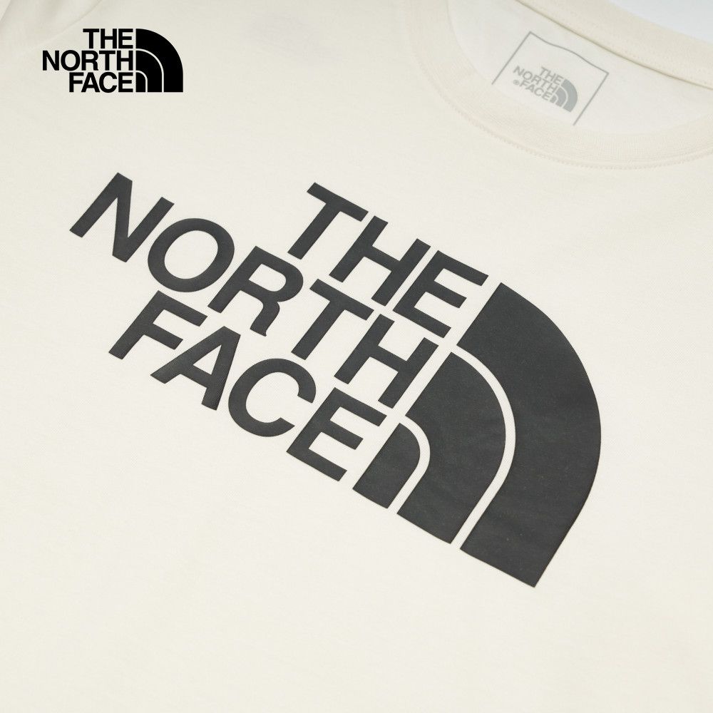 The North Face 北面 女款米白色吸濕排汗品牌LOGO長袖T恤8AKUQLI