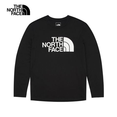 The North Face 北面 男款黑色吸濕排汗品牌LOGO長袖T恤8AMJJK3