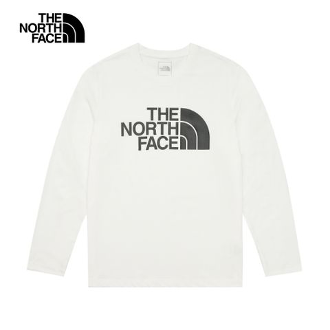 The North Face 北面 男款白色吸濕排汗品牌LOGO長袖T恤8AMJFN4