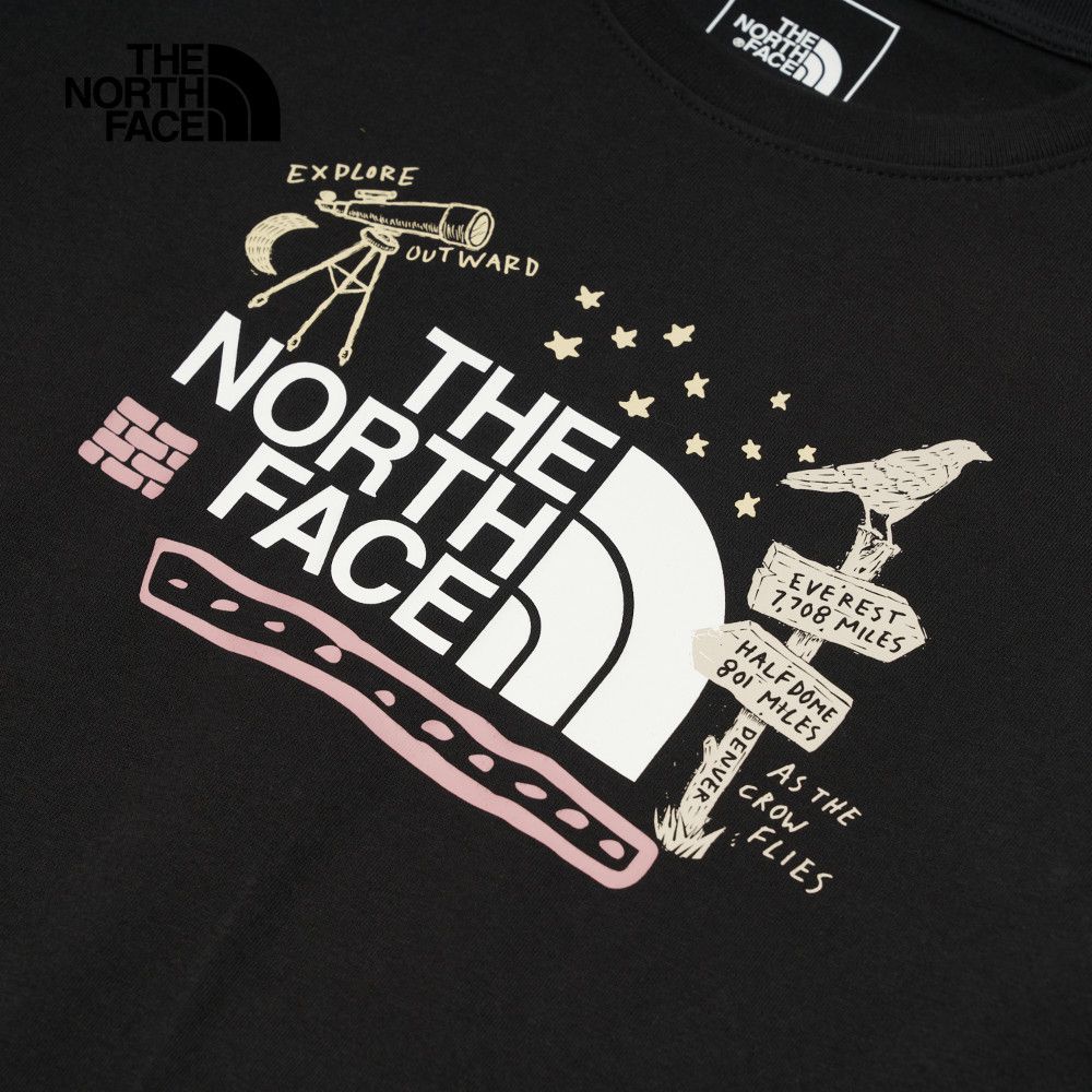 The North Face 北面 女款黑色舒適透氣胸前趣味印花短袖T恤8ASMJK3