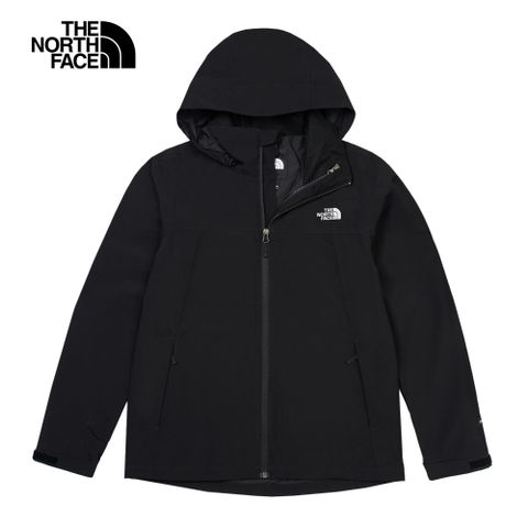 The North Face 北面 女款黑色防水透氣可調節收納連帽衝鋒衣88FY4H0