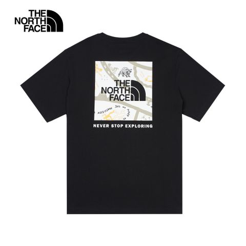 The North Face北面男款黑色純棉胸前趣味印花短袖T恤｜8AT2JK3