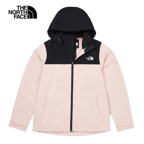 The North Face 北面 女款粉色防水透氣可調節收納連帽衝鋒衣88FYLK6