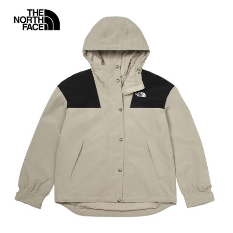 The North Face 北面 女款灰色防水透氣連帽衝鋒衣7QSI5IF