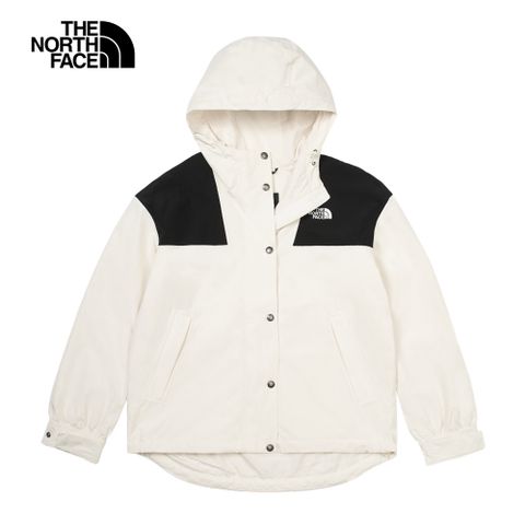 The North Face 北面 女款米白色防水透氣連帽衝鋒衣7QSIROU