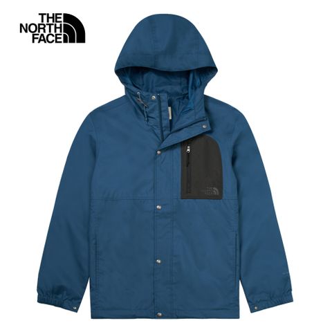 The North Face 北面 男款藍色防水透氣連帽衝鋒衣89YT5LO