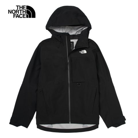 The North Face北面男款黑色防水透氣連帽衝鋒衣｜89ZJJK3