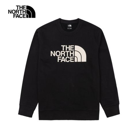 The North Face 北面 男款黑色品牌LOGO印花長袖大學T8AT7JK3