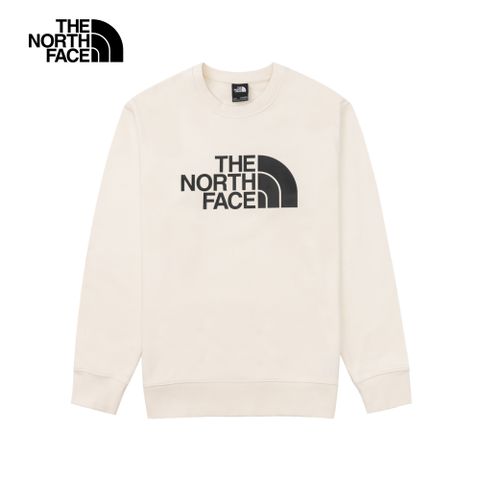 The North Face 北面 男款米白色品牌LOGO印花長袖大學T8AT7QLI