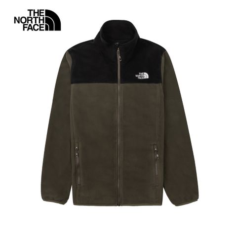 The North Face 北面 男款綠黑拼接立領抓絨外套8AYKBQW