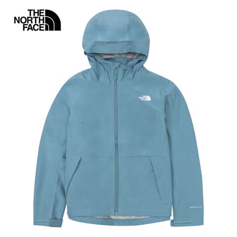 The North Face 北面 女款藍色防水透氣防潑水可打包連帽衝鋒衣|8AP21OM