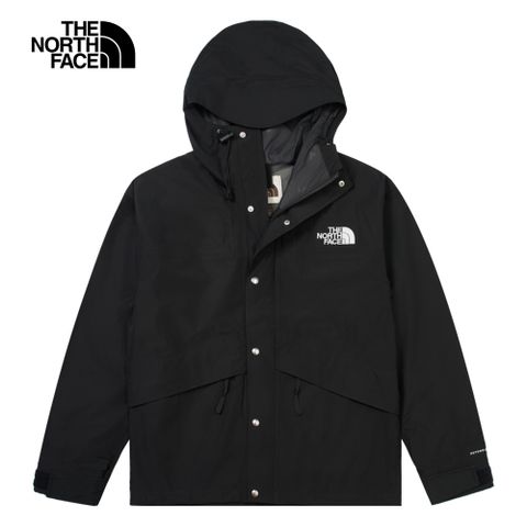 The North Face 北面 男款黑色防水透氣舒適連帽衝鋒衣|8AKJJK3