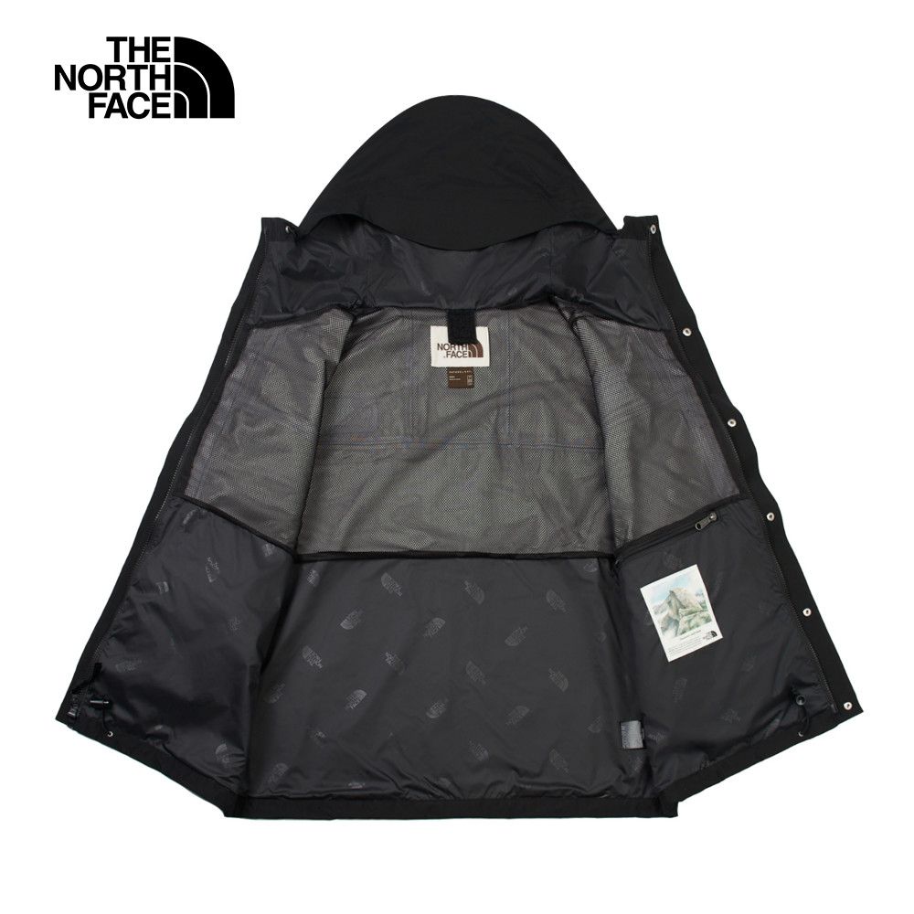 The North Face 北面 男款黑色防水透氣舒適連帽衝鋒衣|8AKJJK3