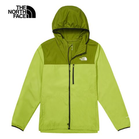 The North Face 北面 男款綠色防風防潑水可打包連帽外套|83TM7I6