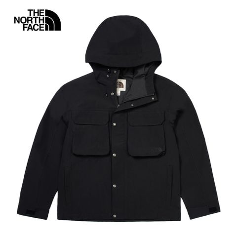 The North Face北面男款黑色防水透氣連帽衝鋒衣｜83UQJK3