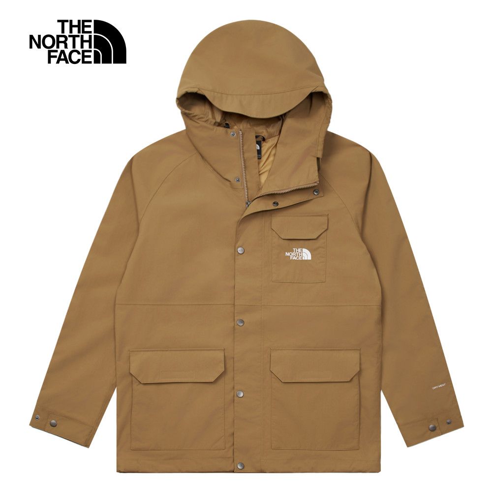 The North Face 北面 男款棕色防水透氣多口袋連帽衝鋒衣|88RA8W0