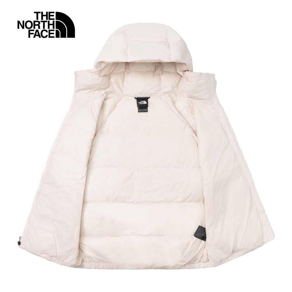 The North Face 北面 女款米白色防風防潑水連帽羽絨外套|7QVVQLI