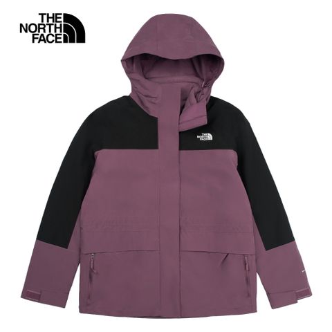 The North Face 北面 女款紫色防水透氣保暖連帽抓絨內裡三合一外套|89YJ53I