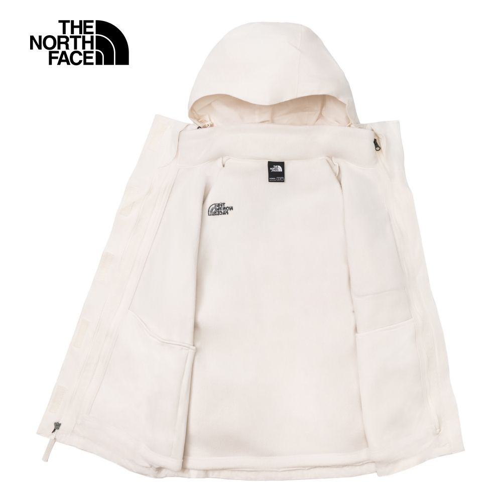 The North Face 北面 女款米白色防水透氣保暖連帽抓絨內裡三合一外套|89YJROU