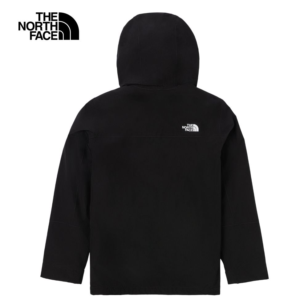 The North Face 北面 男款黑色防水透氣保暖連帽抓絨內裡三合一外套|89YXJK3