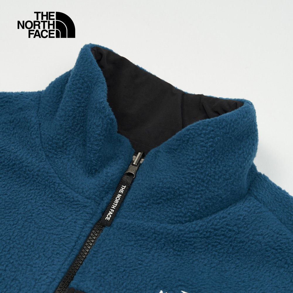 The North Face 北面 男款藍色保暖可調節雙面穿立領抓絨外套|89YY1NO